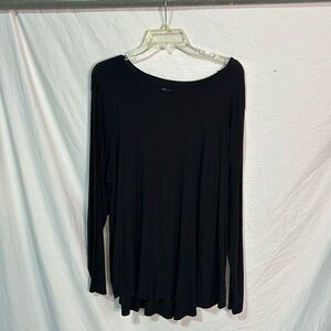 Joan Vass 3x black wide boat neck super soft long sleeve t euc worn once